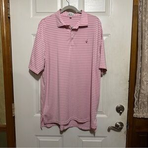 Peter‎ Millar Mens Shirt Extra Large XL Pink Striped Performance Polo